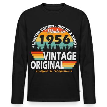 1956 Vintage Born Retro Birthday Gift - Men's Premium Organic Long Sleeve Shirt - black - Front - Nico (187cm)