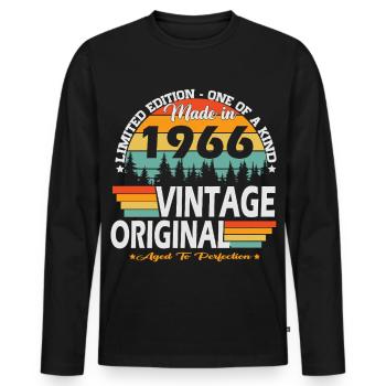 1966 Vintage Born Retro Birthday Gift - Men's Premium Organic Long Sleeve Shirt - black - Front - Nico (187cm)