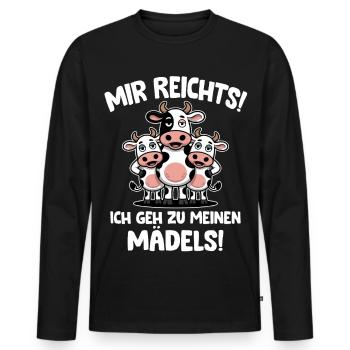 Landwirt Mir reichts ich geh zu meinen Mädels - Männer Premium Bio Langarmshirt - Schwarz - Vorne - Nico (187cm)