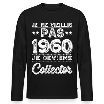 I Don't Age 1960 I Become a Collector - Men's Premium Organic Long Sleeve Shirt - black - Front - Nico (187cm)