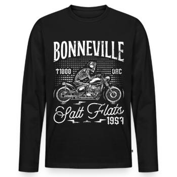 Bonneville Salt Flats Moto Anniversaire 1957 - T-shirt manches longues Premium bio Homme - noir - Devant - Nico (187cm)