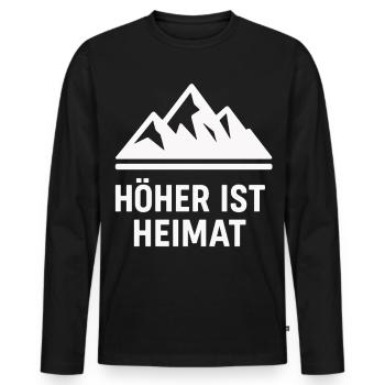 Höher ist Heimat Berg liebe Wander Shirt - Männer Premium Bio Langarmshirt - Schwarz - Vorne - Nico (187cm)