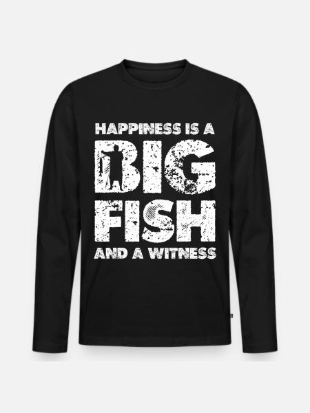 Big Pisces Happiness - Men's Premium Organic Long Sleeve Shirt - black