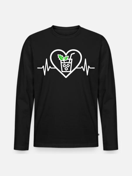 Mojito Heart Cocktail Mint Glass Aperitif - Men's Premium Organic Long Sleeve Shirt - black