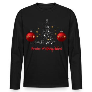 Frohe Weihnachten Ornamentbaum, Weihnachtsgeschenk - Männer Premium Bio Langarmshirt - Schwarz - Vorne - Nico (187cm)
