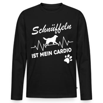 Mantrailing Schnüffeln ist mein Cardio - Männer Premium Bio Langarmshirt - Schwarz - Vorne - Nico (187cm)