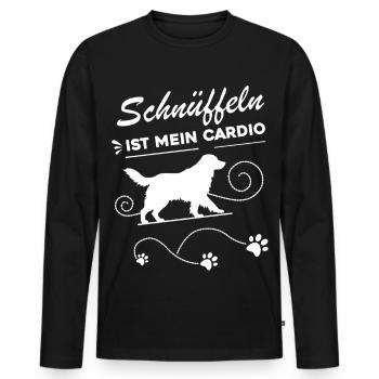 Schnüffeln ist mein Cardio Mantrailing - Männer Premium Bio Langarmshirt - Schwarz - Vorne - Nico (187cm)