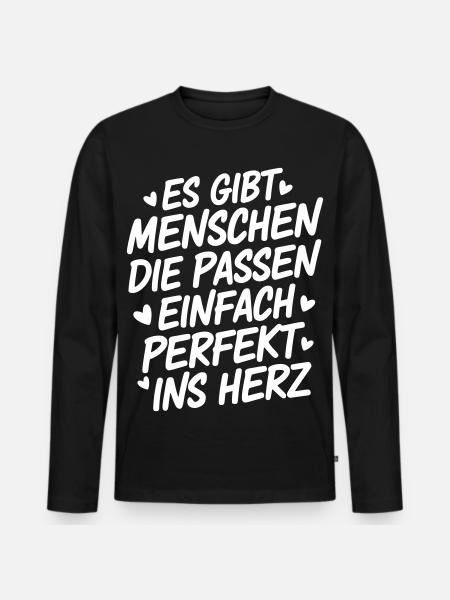 Menschen die passen einfach perfekt ins Herz - Männer Premium Bio Langarmshirt - Schwarz