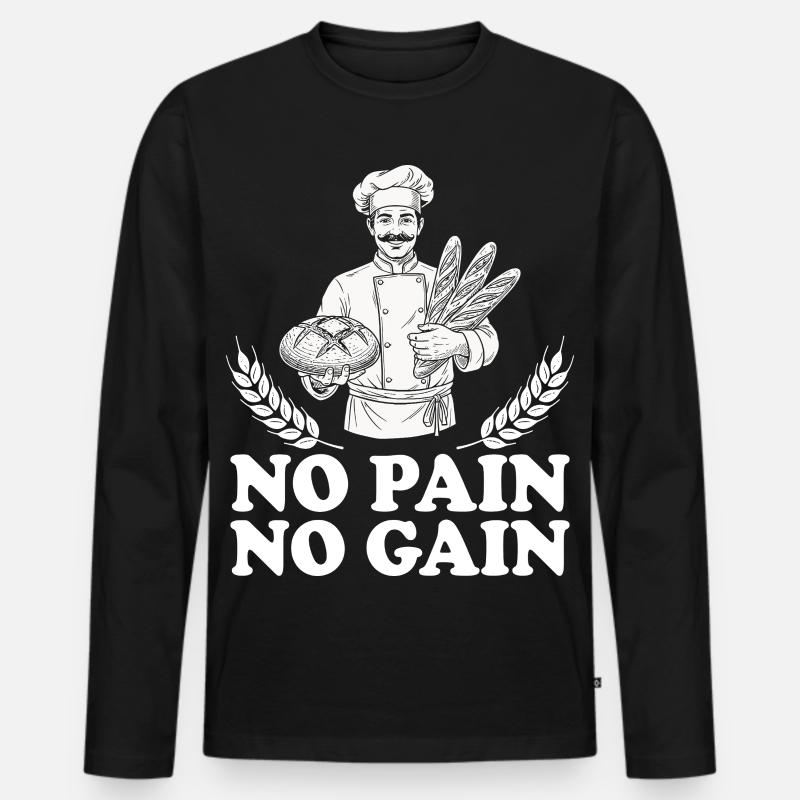 Brotbäckerei Humor Bäcker - Männer Premium Bio Langarmshirt - Schwarz