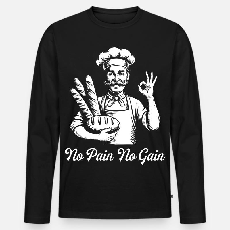 Brotbäckerei Humor Bäcker - Männer Premium Bio Langarmshirt - Schwarz
