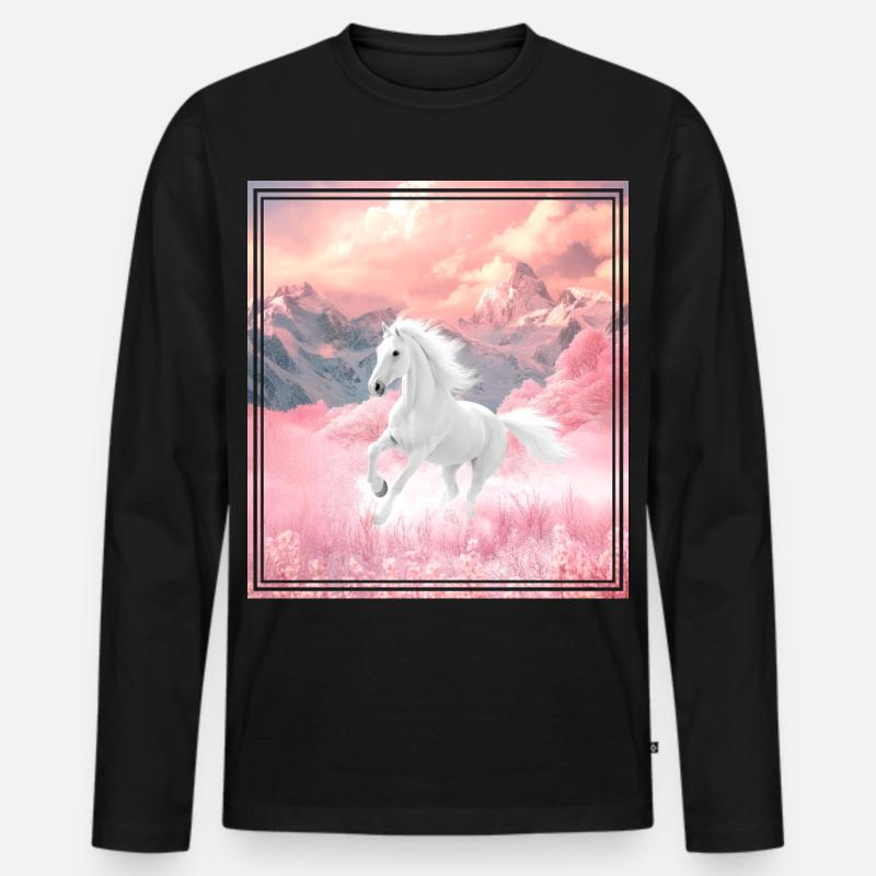 Pferd  - Männer Premium Bio Langarmshirt - Schwarz