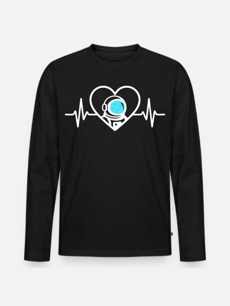 Astronaut Heart Cosmos Space Helmet - Men's Premium Organic Long Sleeve Shirt - black