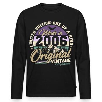 2006 Vintage 20th Birthday Retro Gift - Men's Premium Organic Long Sleeve Shirt - black - Front - Nico (187cm)