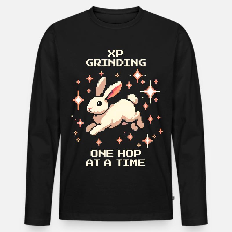 XP Grinding | Hoppel Fortschritt - Männer Premium Bio Langarmshirt - Schwarz