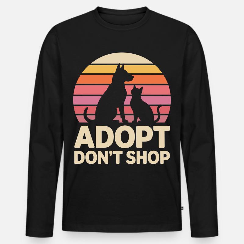 Adopt Don't Shop: Tierliebe Statement - Männer Premium Bio Langarmshirt - Schwarz