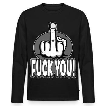 Middle Finger Stinky Finger Fuck You Design - Men's Premium Organic Long Sleeve Shirt - black - Front - Nico (187cm)