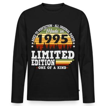 1995 Vintage Birthday Retro Gift - Men's Premium Organic Long Sleeve Shirt - black - Front - Nico (187cm)