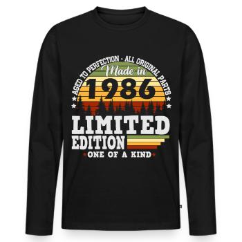 1986 Vintage Birthday Retro Gift - Men's Premium Organic Long Sleeve Shirt - black - Front - Nico (187cm)