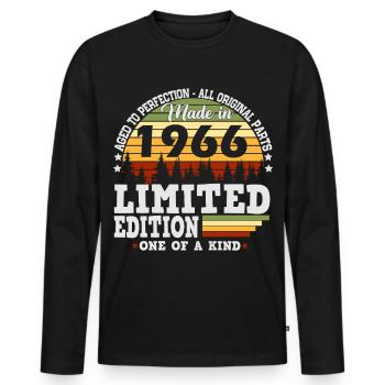 1966 Vintage Retro Birthday Gift - Men's Premium Organic Long Sleeve Shirt - black - Front - Nico (187cm)