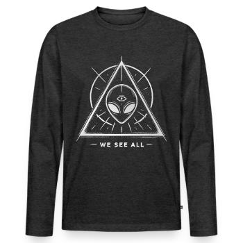 UFO Alien Eye Triangular Sigil - Men's Premium Organic Long Sleeve Shirt - heather anthracite - Front - Nico (187cm)