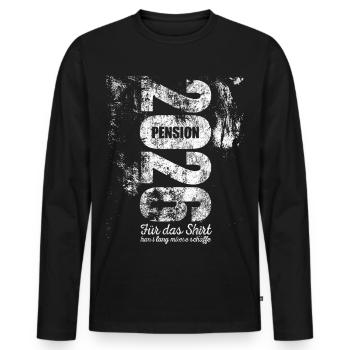 Pension 2026 | han i lang müese schaffe - Men's Premium Organic Long Sleeve Shirt - black - Front - Nico (187cm)