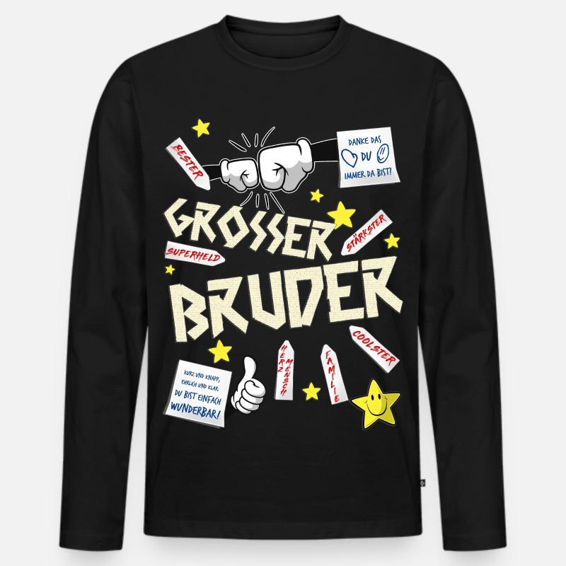 Brüder - Männer Premium Bio Langarmshirt - Schwarz