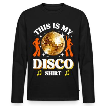 Disco 70s 80s Disco Party Outfit Discotheque - Men's Premium Organic Long Sleeve Shirt - black - Front - Nico (187cm)