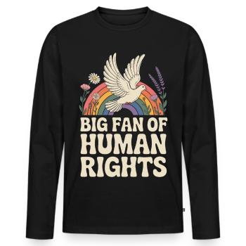 Big fan of human rights Social - Men's Premium Organic Long Sleeve Shirt - black - Front - Nico (187cm)
