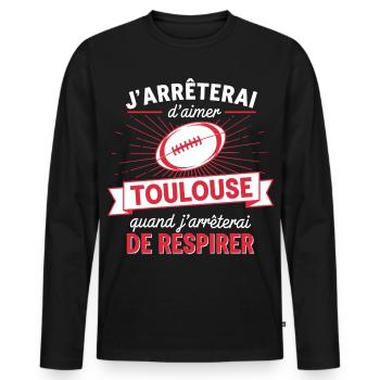 Fan, Rugby, Humor, Toulouse - Männer Premium Bio Langarmshirt - Schwarz - Vorne - Nico (187cm)