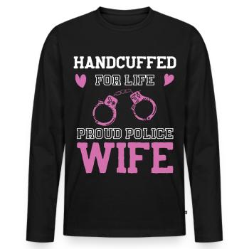 Handcuffs Dear Policewoman - Men's Premium Organic Long Sleeve Shirt - black - Front - Nico (187cm)