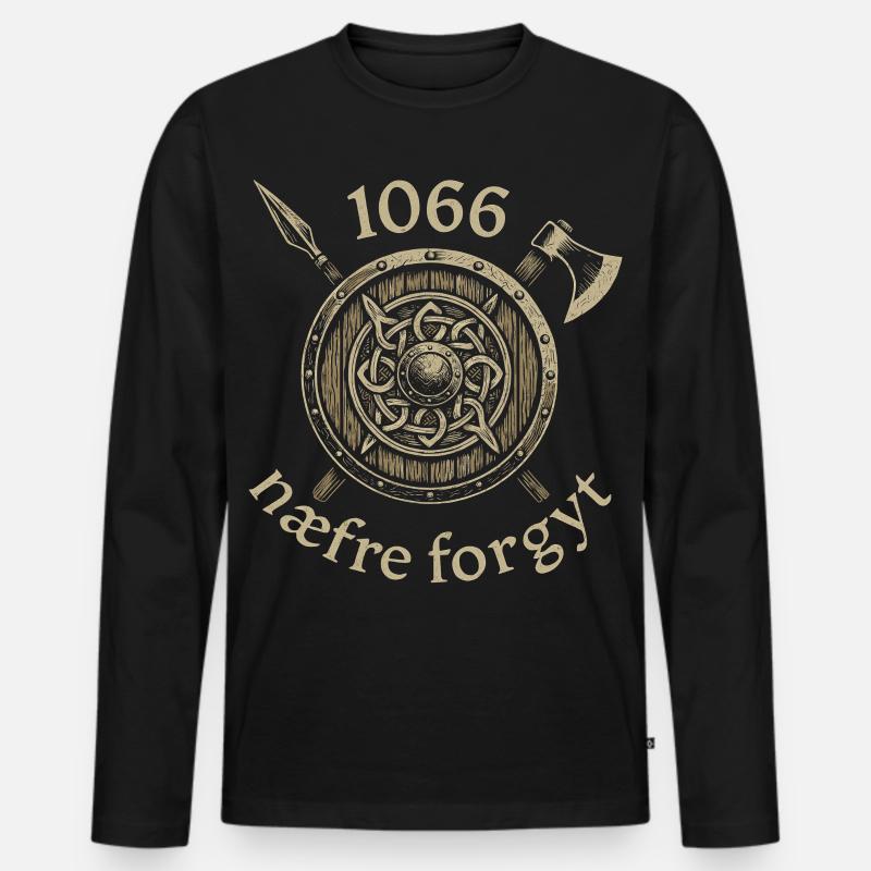 1066 Never Forget Viking Legacy - Männer Premium Bio Langarmshirt - Schwarz