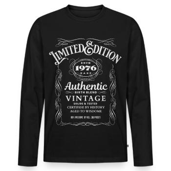 Vintage 1976 Limited Edition Design 50. Geburtstag - Männer Premium Bio Langarmshirt - Schwarz - Vorne - Nico (187cm)