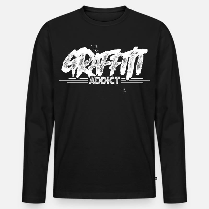 Graffiti - Männer Premium Bio Langarmshirt - Schwarz