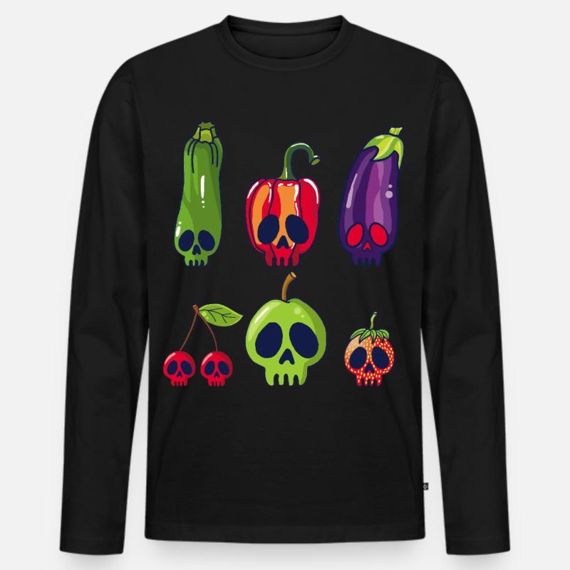 Obst- und Gemüseschädel - Männer Premium Bio Langarmshirt - Schwarz