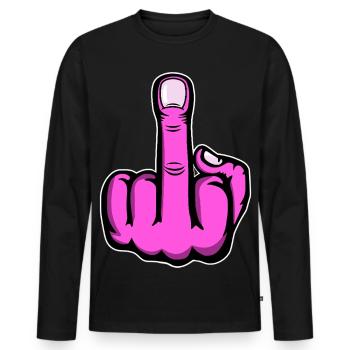 Doigt du milieu Doigt puant Baise Tu Design - T-shirt manches longues Premium bio Homme - noir - Devant - Nico (187cm)
