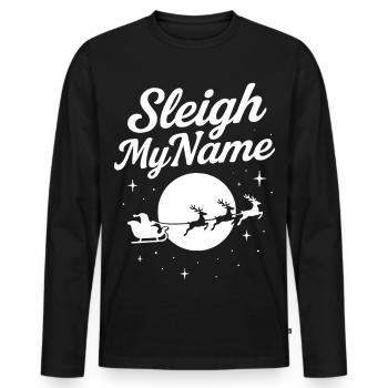 Sleigh My Name Funny Santa Noël Famille de Noël - T-shirt manches longues Premium bio Homme - noir - Devant - Nico (187cm)