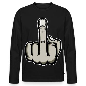 Mittelfinger Stinkefinger Fuck You Design - Männer Premium Bio Langarmshirt - Schwarz - Vorne - Nico (187cm)