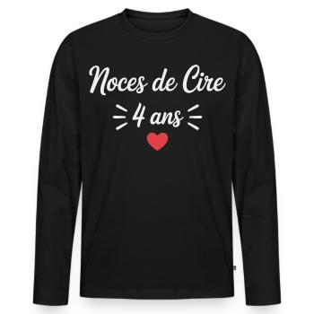 4 Year Anniversary Wax Wedding Anniversary - Men's Premium Organic Long Sleeve Shirt - black - Front - Nico (187cm)