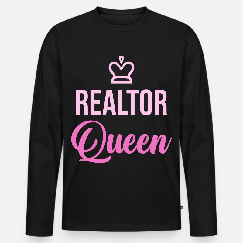 Maklerkönigin Pink Crown - Männer Premium Bio Langarmshirt - Schwarz
