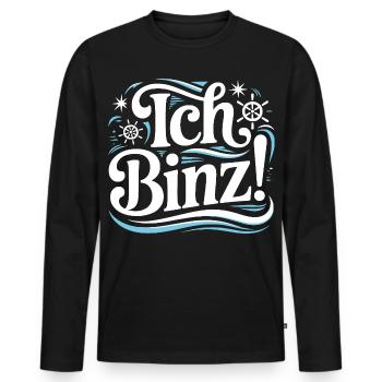 I Binz – Rügen Baltic Sea Holiday - Men's Premium Organic Long Sleeve Shirt - black - Front - Nico (187cm)