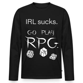 Im echten Leben ist es schrecklich, spiel RPG (weiß) - Männer Premium Bio Langarmshirt - Schwarz - Vorne - Nico (187cm)