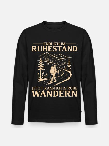 Rentner in Ruhe Wandern - Ruhestand - Männer Premium Bio Langarmshirt - Schwarz