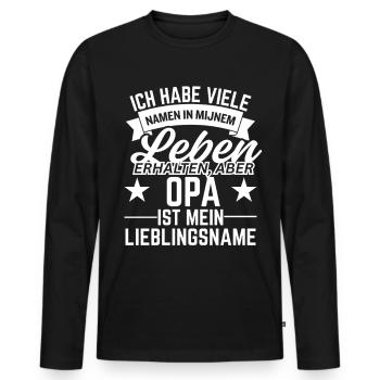 Grandpa Design – My Favorite Name - Men's Premium Organic Long Sleeve Shirt - black - Front - Nico (187cm)