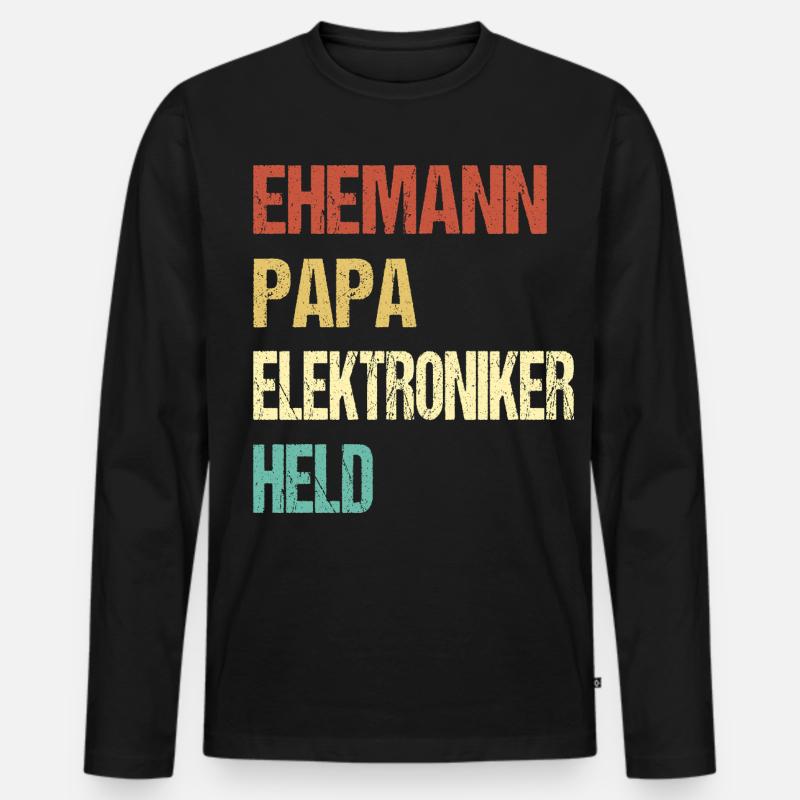 Elektroniker Papa - Männer Premium Bio Langarmshirt - Schwarz