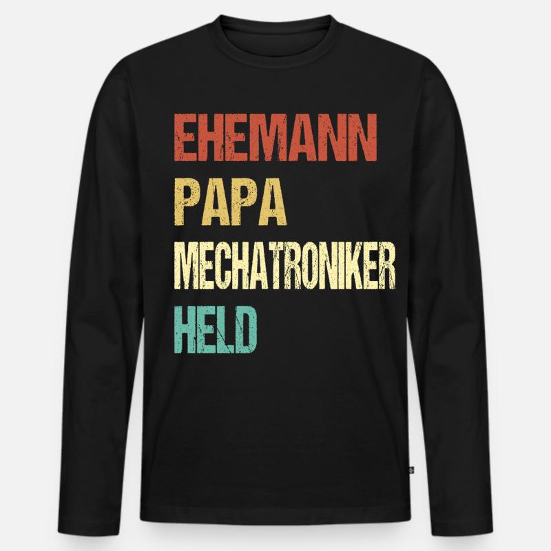 Mechatroniker Papa - Männer Premium Bio Langarmshirt - Schwarz