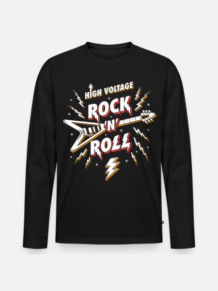 Hochspannungs-Rock'n'Roll-Gitarre - Männer Premium Bio Langarmshirt - Schwarz
