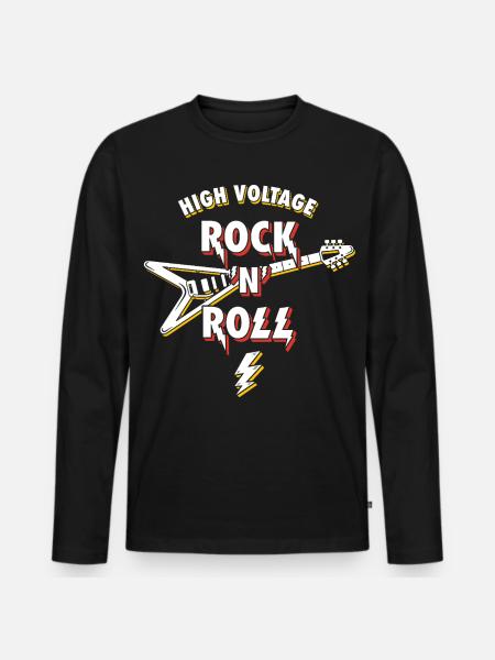 Hochspannungs-Rock'n'Roll-Gitarre - Männer Premium Bio Langarmshirt - Schwarz