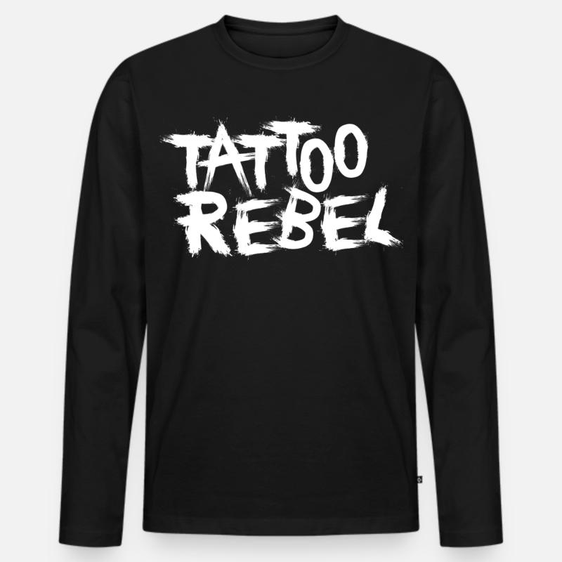 Tattoo Rebel white - Männer Premium Bio Langarmshirt - Schwarz