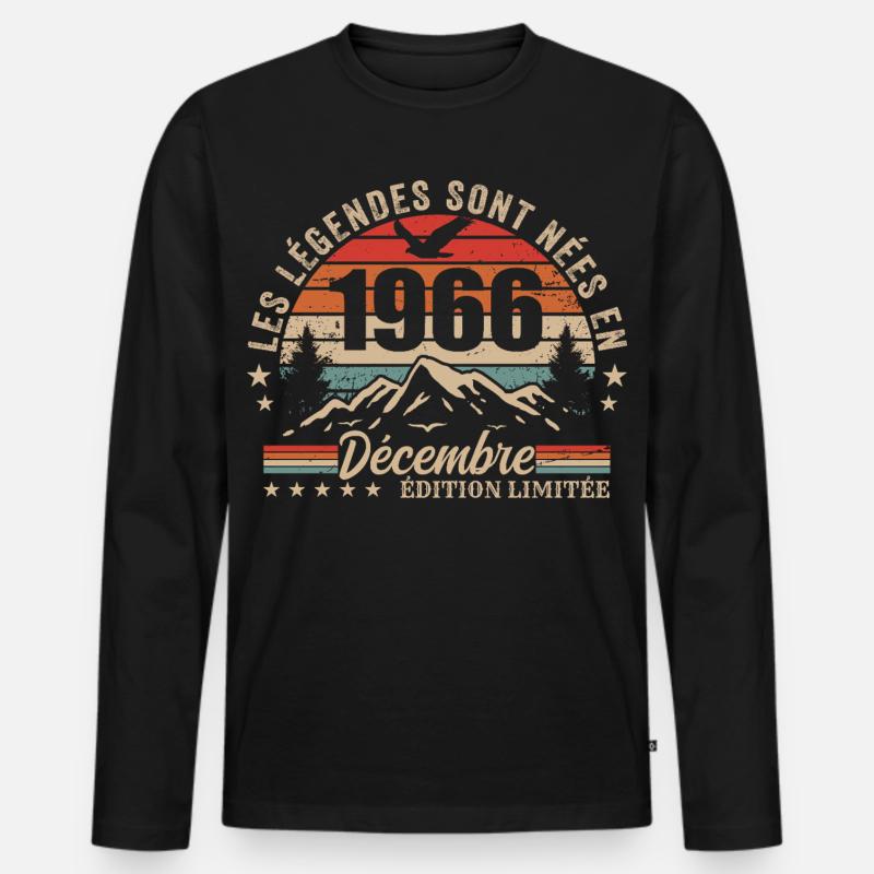 Retro Dezember 1966 – 59. Jubiläumsgeschenk - Männer Premium Bio Langarmshirt - Schwarz