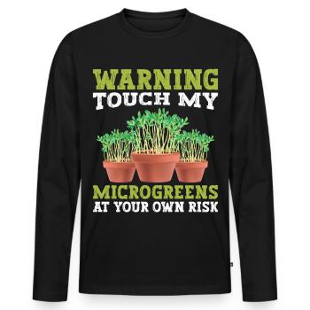  Microgreen Growing Kit Sprout Farmer Vegan Diet - Men's Premium Organic Long Sleeve Shirt - black - Front - Nico (187cm)